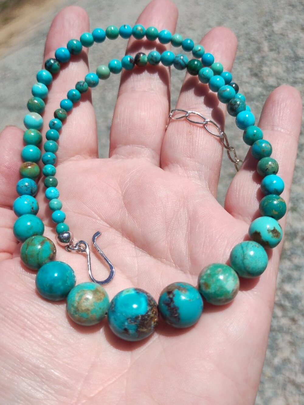 Jay King DTR Graduated Turquoise bead necklace 925 Sterling Silver NIB